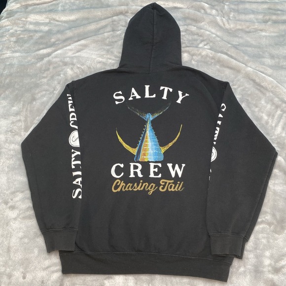 Salty Crew Other - Salty Crew Chasing Tail Hoodie Men Medium Black Fishing‎ Graphic Sweatshirt